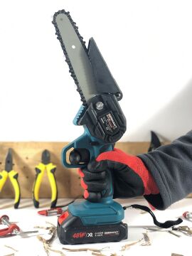 Germany Style Uzun-kısa Pala Ve Zincir 2x Akü Çantalı Şarjlı Dal Kesme Budama Testere Makine