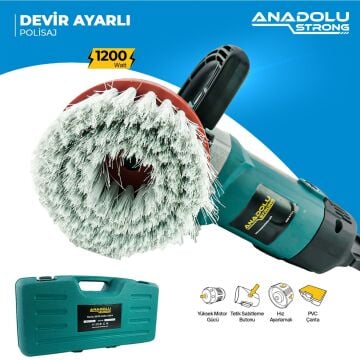 Anadolustrong ANS1002 Polisaj Makinesi 6 Kademeli 1200W Pasta Cila Koltuk Yıkama Makinası Düz Fırça