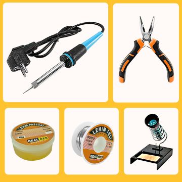 Kalem Havya 60W Lehim Makinası ve Lehim Standı Pasta Seti ve Mini Kargaburun 5 Parça Tamir Set