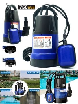 2in1 Kombine Dalgıç Pompa QSB750 İbeltech 750W Plastik Gövdeli Kirli ve Temiz Su Dalgıç Pompası
