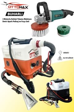 Ottomax 3 Motorlu Cleanfast Buharlı Halı ve Koltuk Yıkama Makinesi ve Koltuk Fırçalama Seti