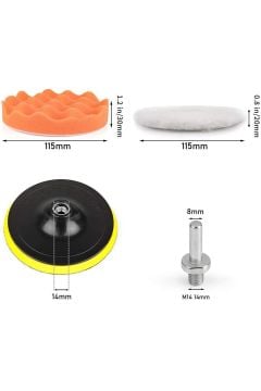 Pasta Cila Polisaj Süngeri Pedi Seti 115 Mm Otomotiv Parlatıcı (11 PARÇA)