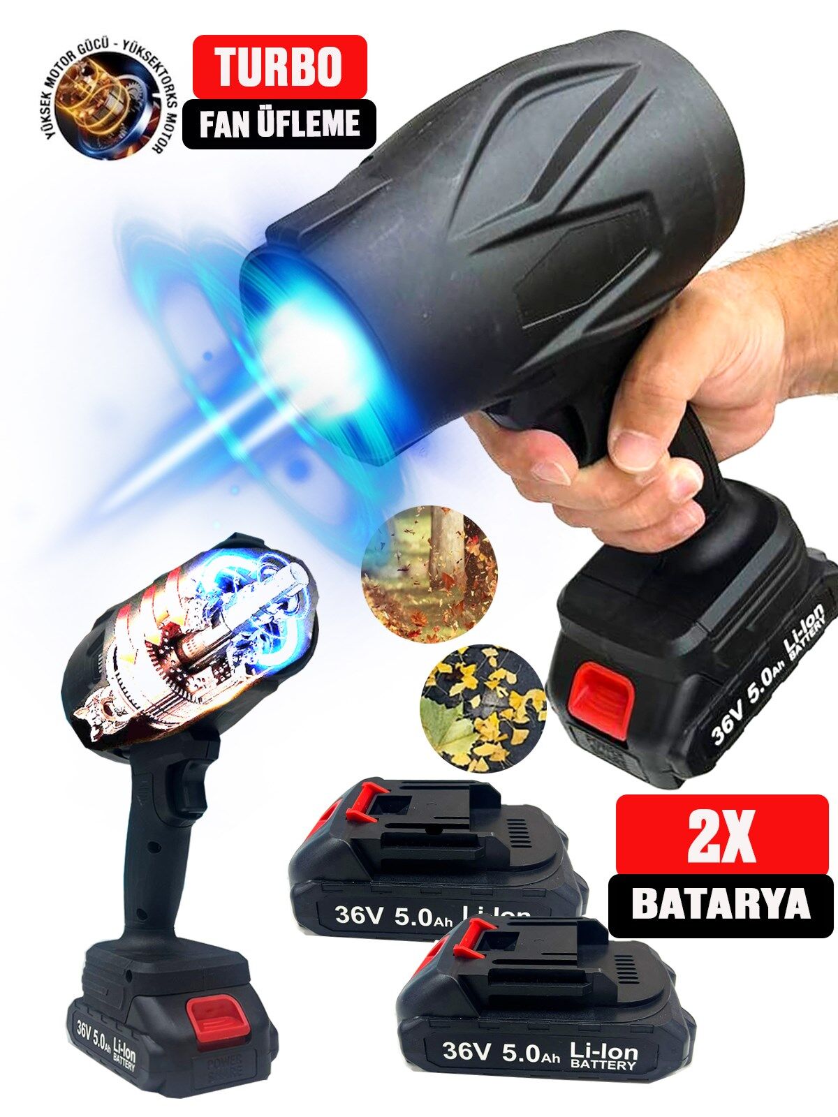 Germany Style Şarjlı Jet Turbo Motorlu Hava Üfleme Fan Yaprak Üfleme Araba içi Cam Kurulama