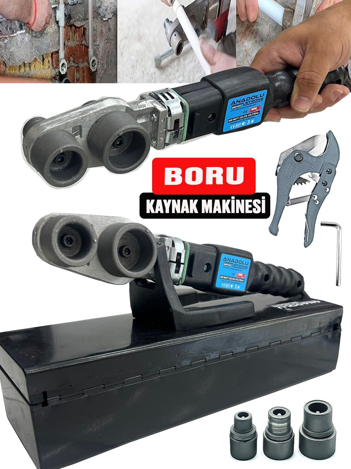 Anadolustrong ANS1026 PPRC PRO 600 Watt  Boru Kaynak Mini Makina Seti  Plastik Boru Kaynak Makinesi