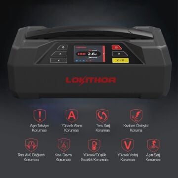 Lokithor JTC4250 12V/220V 4250Amp LiFePO4 Akıllı Akü Test + Akü Takviye + Akü Şarj Cihazı