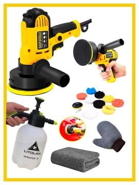 15 Parça Devir Ayarlı Zımpara Araba Pasta Cila Parlatma 125 mm Polisaj Makinesi Seti