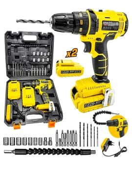 Anadolustrong Çift Akülü 24 W Bakır Sargılı Matkap Budama Testeresi Aparatı 2'li Set