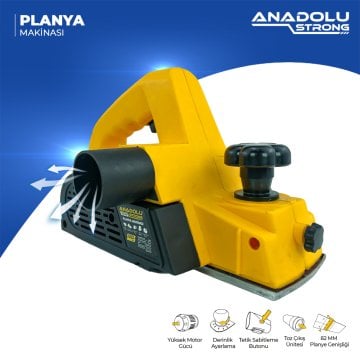 Anadolustrong ANS1039 650W Çift Bıcaklı Profesyonel Planya Makinası 82mm