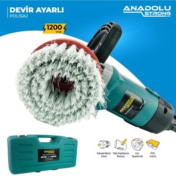 Anadolustrong ANS1002 Polisaj Makinesi 6 Kademeli 1200W Pasta Cila Koltuk Yıkama Makinası Düz Fırça