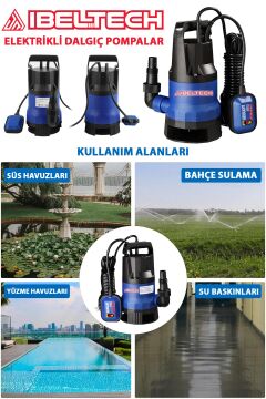 2in1 Kombine Dalgıç Pompa QSB900 İbeltech 900W Plastik Gövdeli Kirli ve Temiz Su Dalgıç Pompası