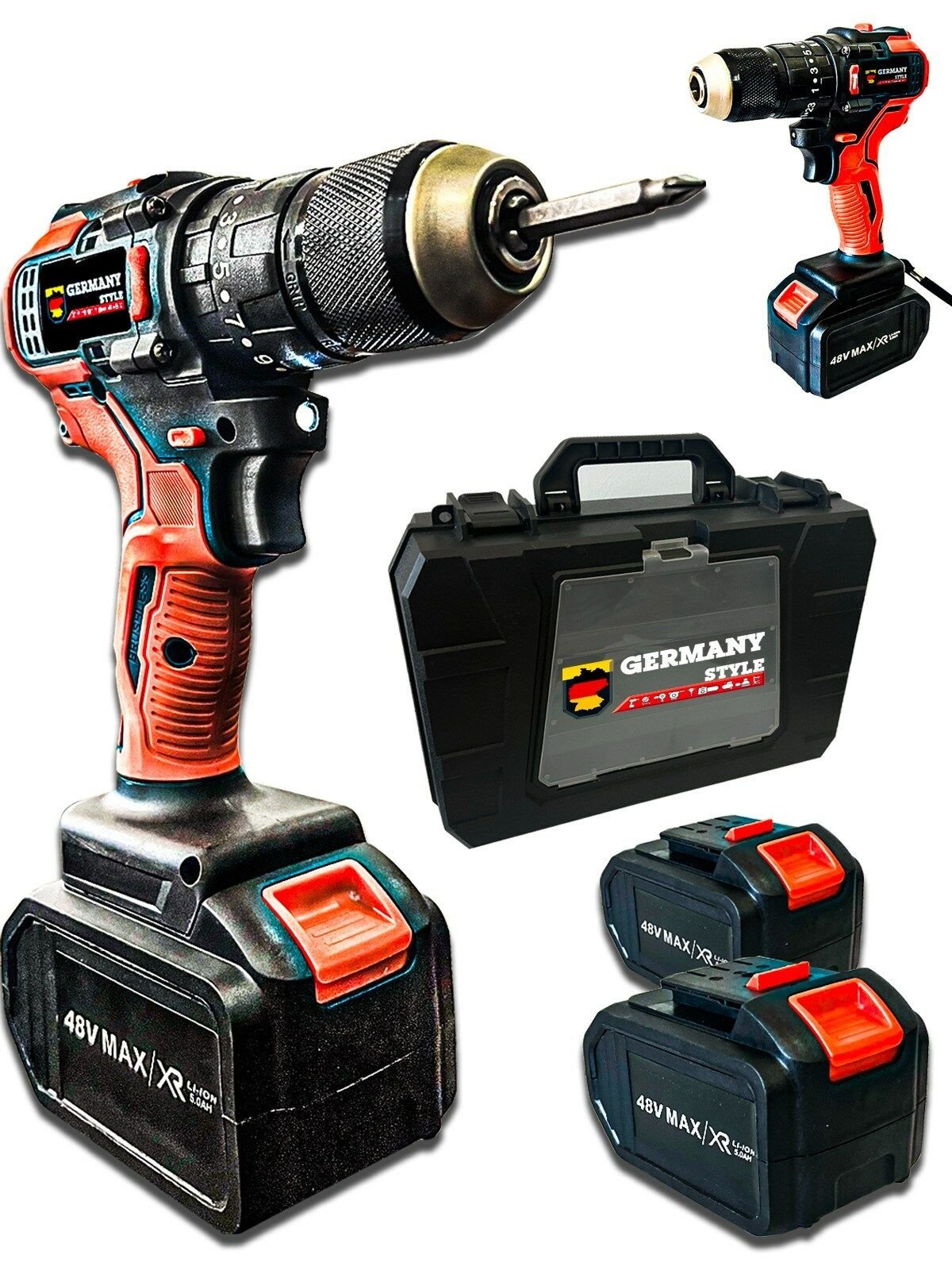 Germany Style GRM9007 48V 5 Ah Profesyonel Darbeli Yüksek Tork Kömürsüz Motor Güçlendirilmiş Matkap