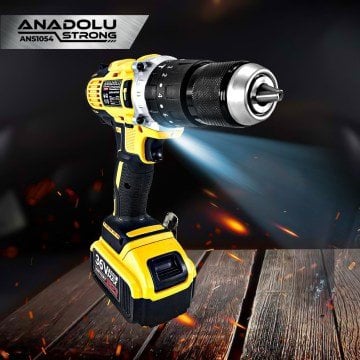 Anadolu Strong ANS1054S Profesyonel Darbeli Akülü Matkap Çift Akülü Metal Mandren