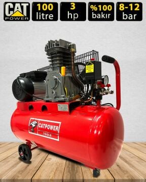 Yüksek Kalite 100 Litre 3 Hp Yağlı Hava Kompresörü 5 Li Havalı Setli 8-12 Bar Ayarlı