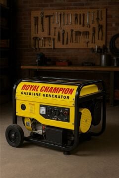 Royal Champion WX-6500 Uzaktan Kumandalı Çalıştırma 4 Kw Benzinli ipli marşlı Monofaze Portatif Jeneratör