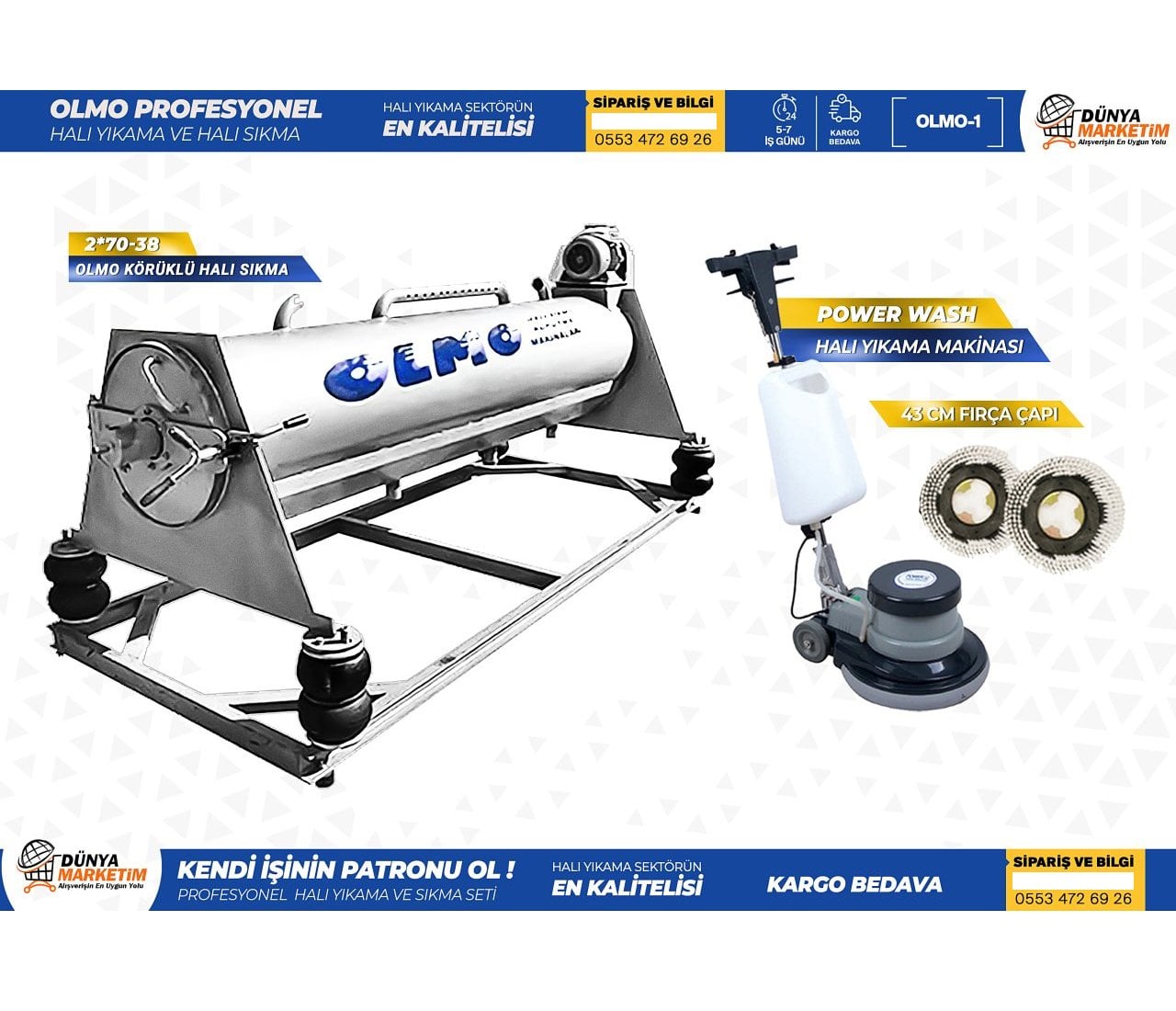 Olmo 3*30 Körüklü Halı SIkma- Hakı Yıkama ve Koltuk Yıkama Makinaları(Eko-6)