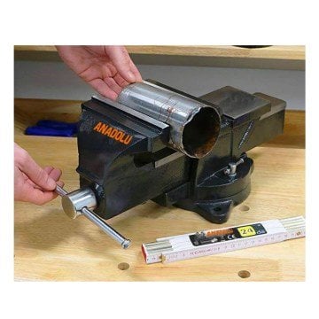 Anadolu Strong Büyük Boy 80mm 3'' 360'' Dönerli Taban Dövme Çelik Sabit Tezgah Masa Mengenesi