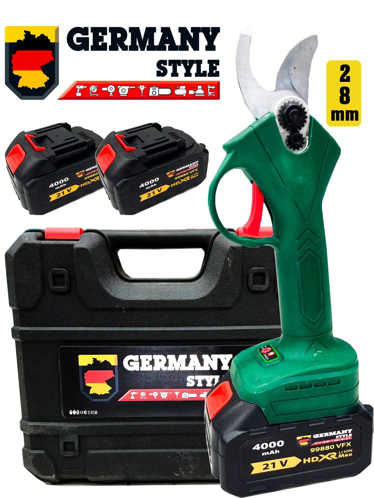 Germany Style Eco-MS128 28 Mm Çift Akülü Şarjlı Ağaç Dal Kesme Makası
