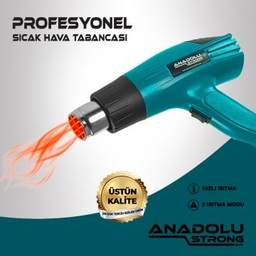 Anadolustrong ANS1010 Sıcak Hava Tabancası 2000W Kademeli  Otomatik Korumalı Aksesuar Hediyeli