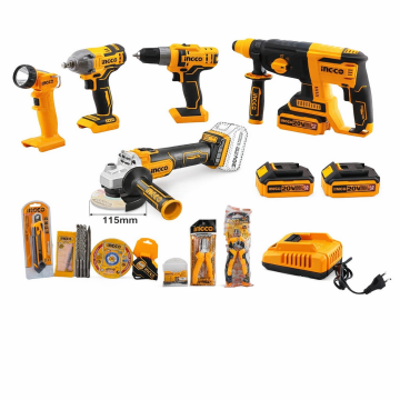 INGCO  Akülü Kombo 5 'li Set Bir Arada.  Sarjlı Akülüdür.