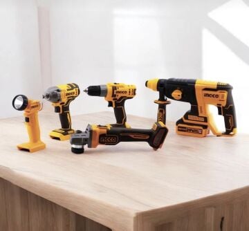 INGCO  Akülü Kombo 5 'li Set Bir Arada.  Sarjlı Akülüdür.