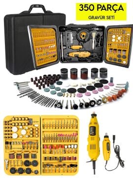 Rowermax 350 Parça  Çift Makinalı Gravür Oyma Dremel Taşlama Zımpara 130 W