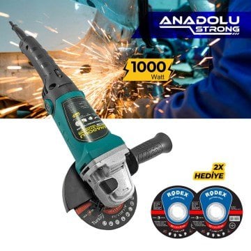Anadolu Strong DM803 Devir Ayarlı Spral Taşlama Makinası Avuç İçi Taşlama 115 mm 2 Adet Disk Hediye