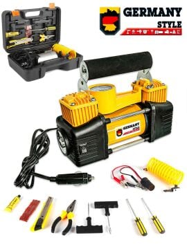 Çift Pistonlu 12V 150PSİ DK85 Lt Araç Araba Lastik Bot Şişirme Kompresörü Lastik Tamir Kiti Hediyeli