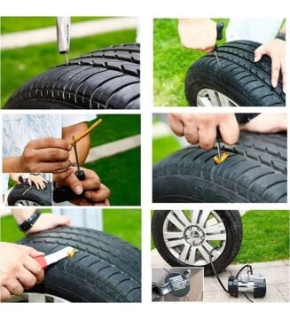 Çift Pistonlu 12V 150PSİ DK85 Lt Araç Araba Lastik Bot Şişirme Kompresörü Lastik Tamir Kiti Hediyeli