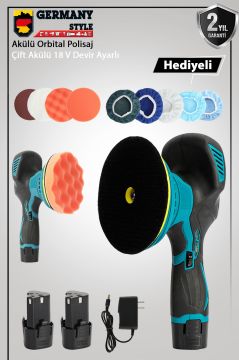Germany Style GRM9003 Çift Akülü Orbital 18V Lityum 2x Batarya 6 Devir Ayarlı Detay Makinası