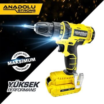 Anadolu Strong  ANS1072 24v Darbesiz Çift Akülü Li-ion Bataryalı Vidalama Matkap