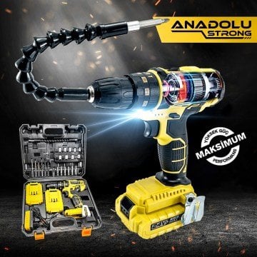 Anadolu Strong ANS1069-S 24W Çift Li-ion Bataryalı Metal Şanzıman Darbeli 27 Parçalı Süper Setli