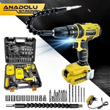 Anadolu Strong ANS1069-S 24W Çift Li-ion Bataryalı Metal Şanzıman Darbeli 27 Parçalı Süper Setli