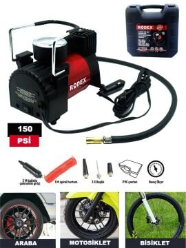 Germany Style RDX 12 V Araba Oto Araç Lastik Şişirme Pompası 150 Psi Metal Gövde Kompresör