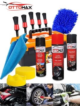 OTTOMAX Lüx 13 Parça Çantalı Oto Bakım Seti Araç Temizleme Motor Temizleme Lastik Parlatma Temizlik Seti