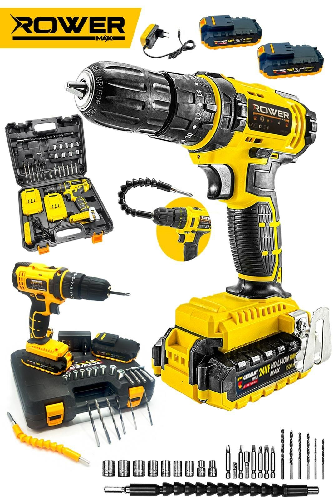 Rowermax AlmanTech 99880VFX Darbeli Ultimate Metal Şanzıman Çift Akülü Matkap