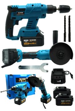 Rowermax 99980VFX  36 V Çift Akülü Hilti -Taşlama Seti Kırıcı Delici Taşıma Çantalı
