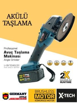 Germany Style Kömürsüz Motor Akülü Şarjlı Taşlama ve Bijon ve Somun Sökme Sıkma Makinesi