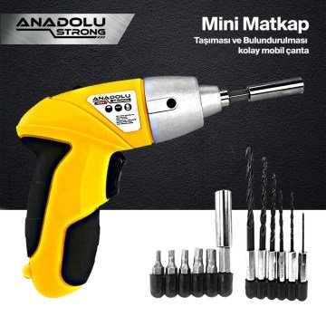 AnadoluStrong SCR17 26 Parça Şarjlı Vidalama Matkap ve 12'' Taşıma Çantası