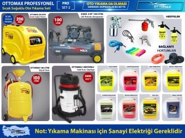 Ottomax Profesyonel 200 Bar Sıcak Soğuklu Oto Yıkama Seti ProSet2 Deterjanlı
