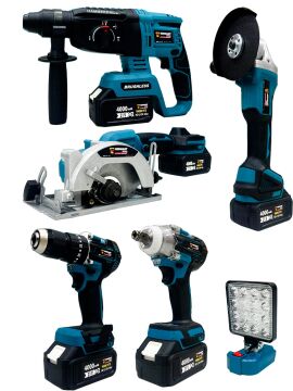Germany Style Şarjlı Pro 6'lı Makine Seti Matkap Led Lamba Daire Testere Taşlama Hilti Somun Sökme