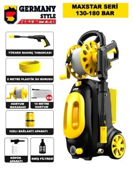 Germany Style 130- 180 Bar 3000W Yüksek Basınçlı Oto Yıkama Makinesi Köpük Atmalı Kovadan Emişli