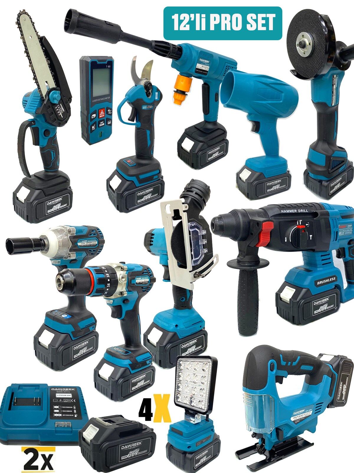 Germany Style DawreekTech 11'li Şarjlı Pro Set Kırıcı-Taşlama-Matkap-