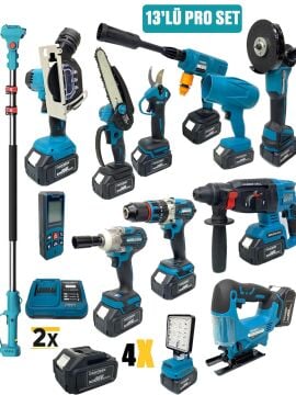 Germany Style DawreekTech 11'li Şarjlı Pro Set Kırıcı-Taşlama-Matkap-Budama Makas Testeresi -Yıkama-Dekupaj 