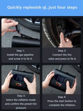 Germany Style 100 Psi Akülü Led Işıklı Lastik Şişirme Hava Kompresörü