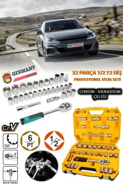 Germany Style 1/2 Lokma Takımı 32 Parça 72 Diş Profesyonel Usta Seti Lokma Seti