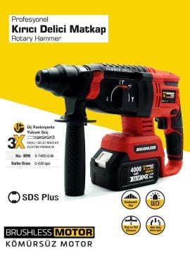 Germany Style Akülü Kırmızı Kömürsüz 4'lü Set Taşlama-Kırıcı Delici Hilti-Somun Sıkma-Vidalama Matkap