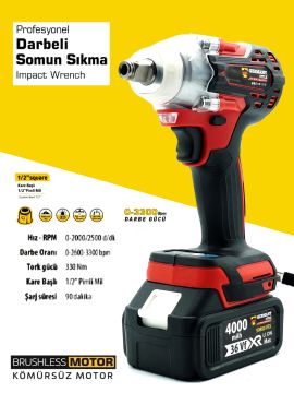 Germany Style Akülü Kırmızı Kömürsüz 4'lü Set Taşlama-Kırıcı Delici Hilti-Somun Sıkma-Vidalama Matkap