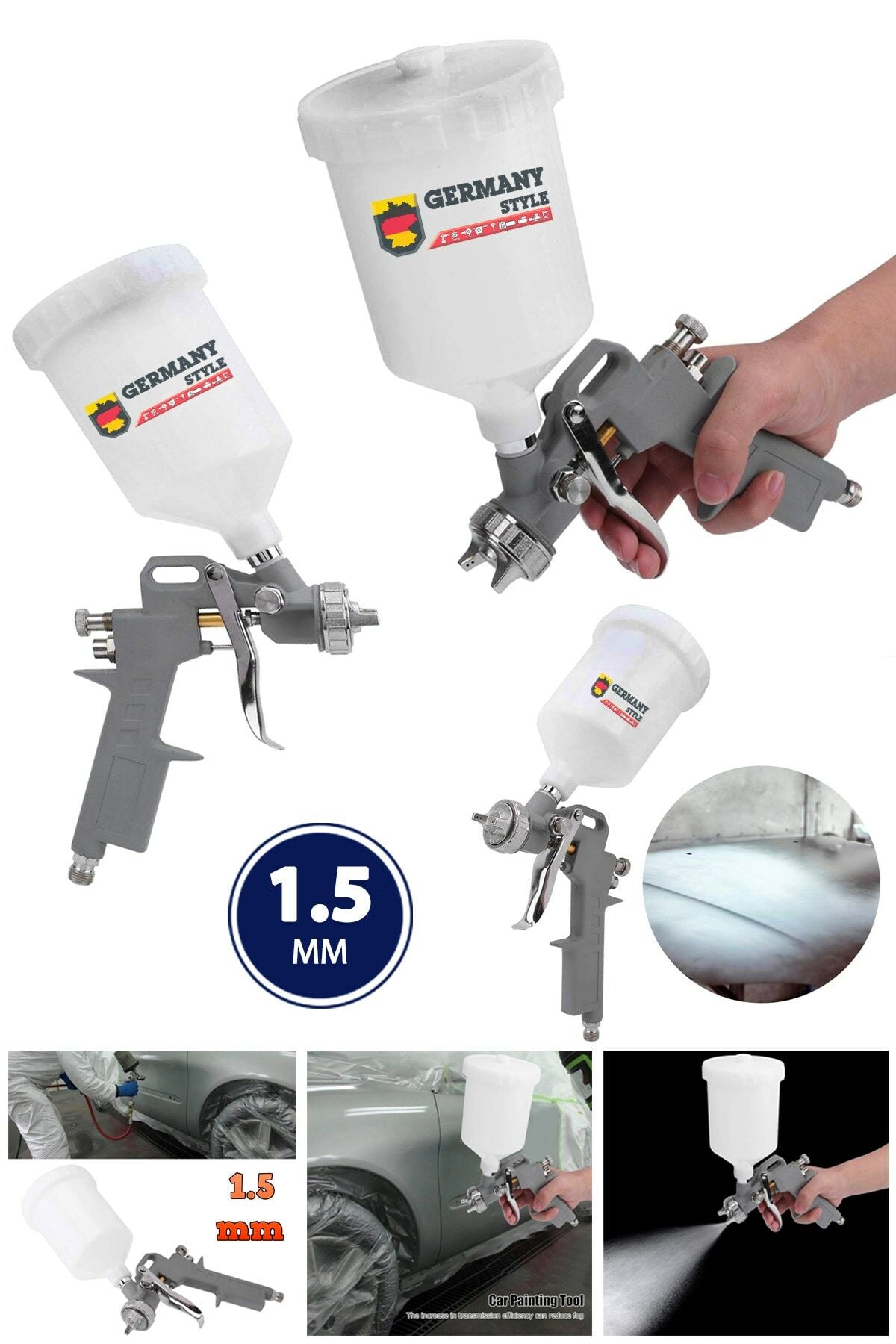 Germany Style Profesyonel Havalı Üstten Depolu Boya Tabancası 1.5 Mm Basınç Ayarlı Havalı Boya Tabancası