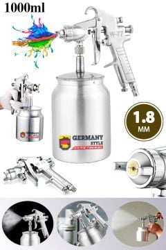 Germany Style Profesyonel Havalı Alttan Depolu Boya Tabancası 1.8 mm Basınç Ayarlı Havalı Boya Tabancası