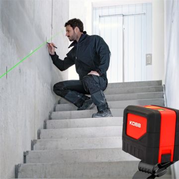 KOBB KBL92G 30 Metre Profesyonel Yatay ve Dikey Otomatik Hizalamalı Yeşil Çapraz Çizgi Lazer, 2 Noktalı Şakül Lazer Distomat + Mini Tripod